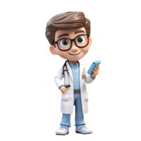 AI generated a 3d young smiling doctor on isolated transparent background png, generated with AI png