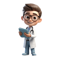 AI generated a 3d young smiling doctor on isolated transparent background png, generated with AI png