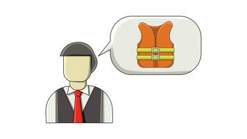 Animation forms a flat design for a man and a life jacket video