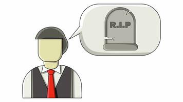 Animation forms a flat design of a man and a tombstone video