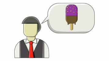 Animation forming a flat design of a man and ice cream video