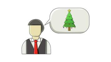 Animation forming a flat design of a man and a Christmas tree video