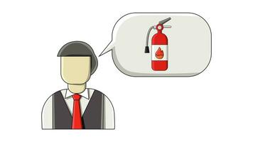 animation forming a flat design of a man and a fire extinguisher video