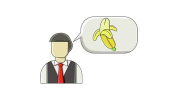 animation formant une plat conception de une homme et une banane video