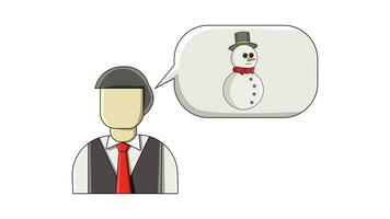 Animation forming a flat design of a man and a snowman video