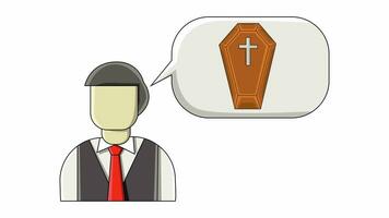 Animation forms a flat design of a man and a coffin video