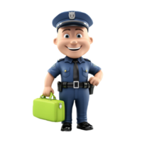 3d young police isolated on isolated transparent background png. Generated with Ai png