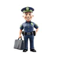 3d young police isolated on isolated transparent background png. Generated with Ai png