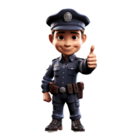 3d young police isolated on isolated transparent background png. Generated with Ai png