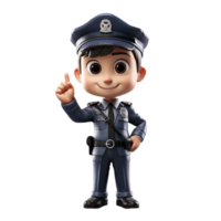 3d young police isolated on isolated transparent background png. Generated with Ai png