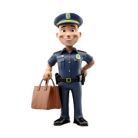 3d young police isolated on isolated transparent background png. Generated with Ai png