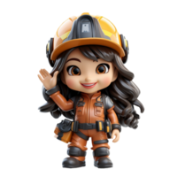 AI generated 3d firefighter isolated on isolated transparent background png. Generated with Ai png