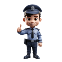 3d young police isolated on isolated transparent background png. Generated with Ai png