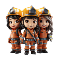 AI generated 3d firefighter isolated on isolated transparent background png. Generated with Ai png