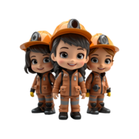 AI generated 3d firefighter isolated on isolated transparent background png. Generated with Ai png