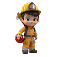 AI generated 3d firefighter isolated on isolated transparent background png. Generated with Ai png