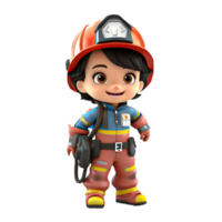 AI generated 3d firefighter isolated on isolated transparent background png. Generated with Ai png