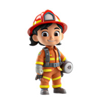 AI generated 3d firefighter isolated on isolated transparent background png. Generated with Ai png