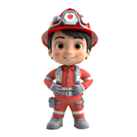 AI generated 3d firefighter isolated on isolated transparent background png. Generated with Ai png