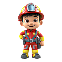 AI generated 3d firefighter isolated on isolated transparent background png. Generated with Ai png