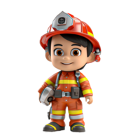 AI generated 3d firefighter isolated on isolated transparent background png. Generated with Ai png