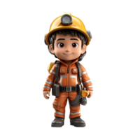 AI generated 3d firefighter isolated on isolated transparent background png. Generated with Ai png