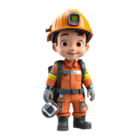 AI generated 3d firefighter isolated on isolated transparent background png. Generated with Ai png