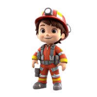 AI generated 3d firefighter isolated on isolated transparent background png. Generated with Ai png