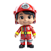 AI generated 3d firefighter isolated on isolated transparent background png. Generated with Ai png