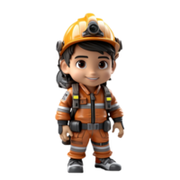 AI generated 3d firefighter isolated on isolated transparent background png. Generated with Ai png