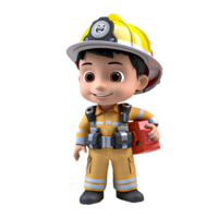 AI generated 3d firefighter isolated on isolated transparent background png. Generated with Ai png