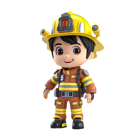 AI generated 3d firefighter isolated on isolated transparent background png. Generated with Ai png