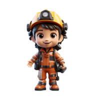 AI generated 3d firefighter isolated on isolated transparent background png. Generated with Ai png