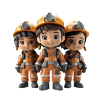 AI generated 3d firefighter isolated on isolated transparent background png. Generated with Ai png