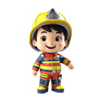 AI generated 3d firefighter isolated on isolated transparent background png. Generated with Ai png