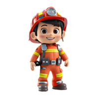 AI generated 3d firefighter isolated on isolated transparent background png. Generated with Ai png