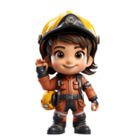 AI generated 3d firefighter isolated on isolated transparent background png. Generated with Ai png