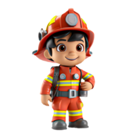 AI generated 3d firefighter isolated on isolated transparent background png. Generated with Ai png