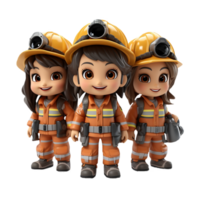 AI generated 3d firefighter isolated on isolated transparent background png. Generated with Ai png