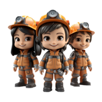 AI generated 3d firefighter isolated on isolated transparent background png. Generated with Ai png