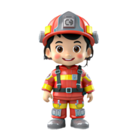 AI generated 3d firefighter isolated on isolated transparent background png. Generated with Ai png