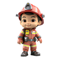 AI generated 3d firefighter isolated on isolated transparent background png. Generated with Ai png