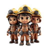 AI generated 3d firefighter isolated on isolated transparent background png. Generated with Ai png