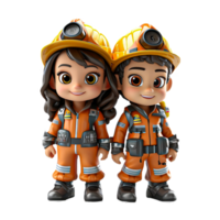 AI generated 3d firefighter isolated on isolated transparent background png. Generated with Ai png