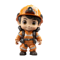 AI generated 3d firefighter isolated on isolated transparent background png. Generated with Ai png