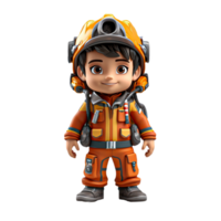 AI generated 3d firefighter isolated on isolated transparent background png. Generated with Ai png