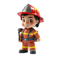 AI generated 3d firefighter isolated on isolated transparent background png. Generated with Ai png