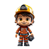 AI generated 3d firefighter isolated on isolated transparent background png. Generated with Ai png