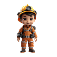 AI generated 3d firefighter isolated on isolated transparent background png. Generated with Ai png