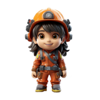 AI generated 3d firefighter isolated on isolated transparent background png. Generated with Ai png